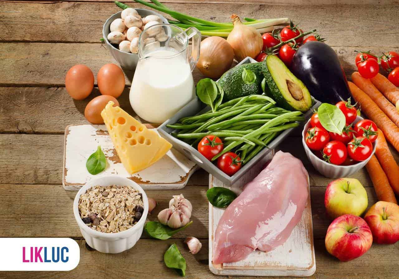 Cesta de alimentos saudáveis