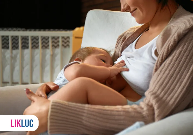 Mãe amamentando seu bebê em uma poltrona confortável